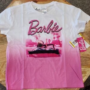 New Women's Size M Barbie White Pink T-shirt Top